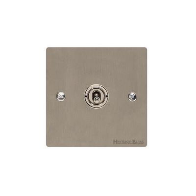M Marcus Elite Flat Plate Range 20 AMP 1 Gang 2 Way Dolly Switch, Satin Nickel With White Trim - T05.1400.SN SATIN NICKEL - WHITE TRIM