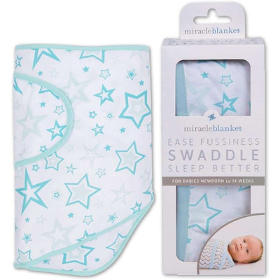 Miracle Blanket Swaddle Aqua Stars