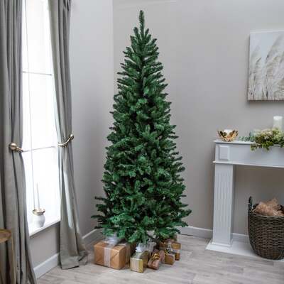 Wentworth Artificial PVC Green Slim Christmas Tree 6FT, 7FT, 7ft (2.1m)