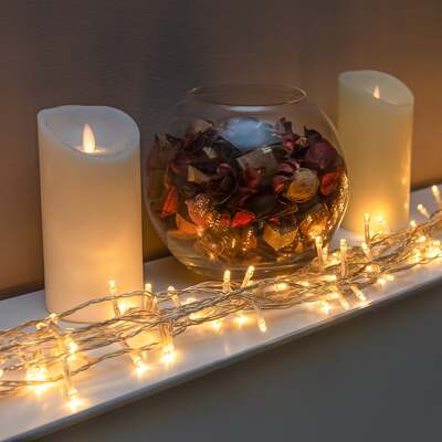 Warm White LED Multi-Function Christmas String Lights with Clear Cable 120, 240, 360 Bulbs, 360 LEDs