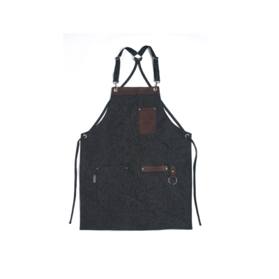 100% Denim Apron with Leather Details I