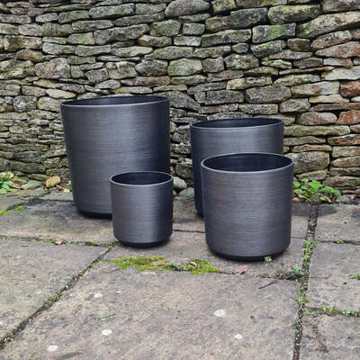 Charcoal Plant Pots Textured 4 Sizes