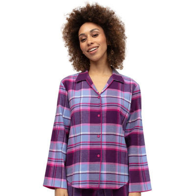 Cyberjammies Hazel Brushed Check Pyjama Top - Dark Purple Mix - XS - 8