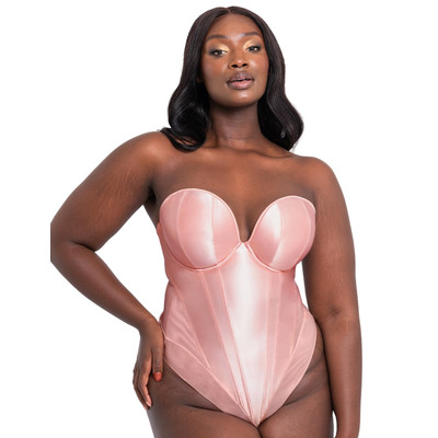 Scantilly by Curvy Kate Classique Plunge Strapless Bodysuit - Powdery Pink - 30G