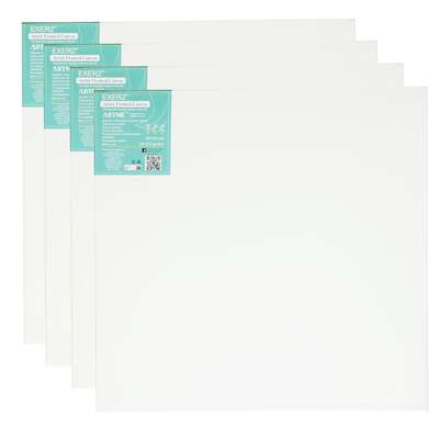 Exerz 60x60cm Stretched Canvas 4pk - 1.7cm/ 280GSM 100% Cotton