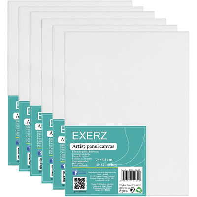 Exerz 24x30cm Canvas Panel 3mm 6pcs Pack 280gsm 100% Cotton/ Blank Artist Canvas Board