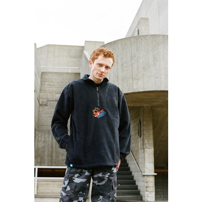 Black Fleece With Chinese Dragon Embroidery