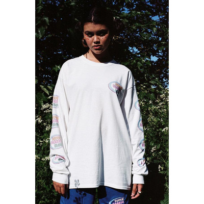 White Long Sleeved T-shirt Super Soaker Print