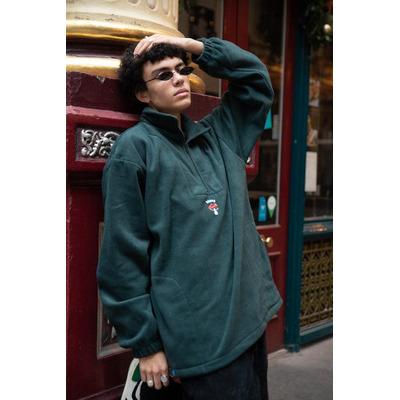 Fleece In Green With Bro Shroom Embroidery