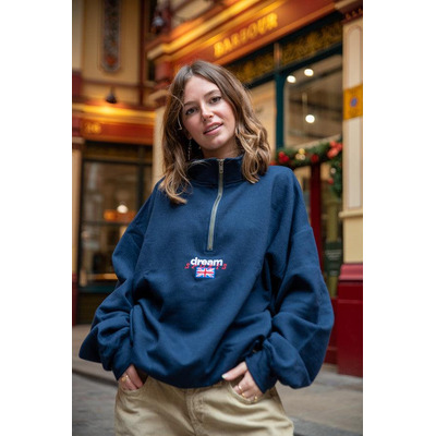 1-4 Zip Sweatshirt In Navy With Dream Sports Embroidery