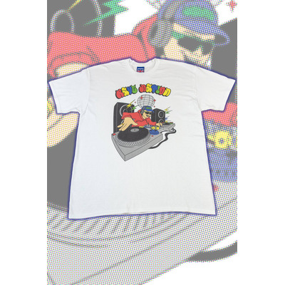 Short Sleeved T-Shirt in White with Rave Nation DJ Print