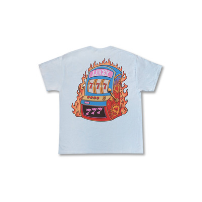 Short Sleeved T-Shirt in Light Blue with Lucky No 7 Print