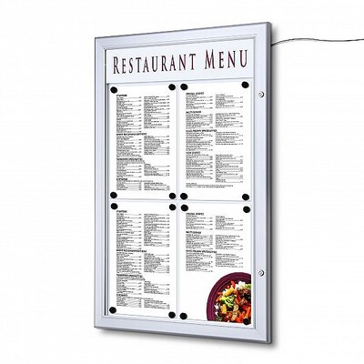 Outdoor Lockable Menu Case 4 x A4 LED Backlit