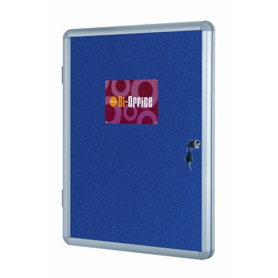 Bi-Office Lockable Felt Noticeboard Display Case 1480 x 1180mm (28 x A4) RED