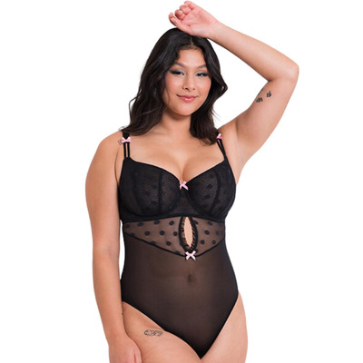 Curvy Kate Frill Me Balcony Body - Black/Pink - 32E
