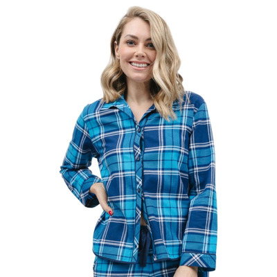 Cyberjammies Bea Pyjama Top - Blue Check - S - 10