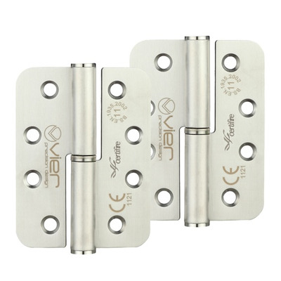 Zoo Hardware Vier Precision 4 Inch Grade 11 Radius Edge Lift-Off Hinge, Satin Stainless Steel - VLHL243RS (sold in pairs) RIGHT HANDED - 102mm x 76mm x 3mm (RADIUS EDGE)
