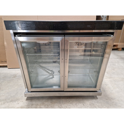Ex Display Draco Grills Outdoor Kitchen Stainless Steel Double Fridge Unit with Granite Top