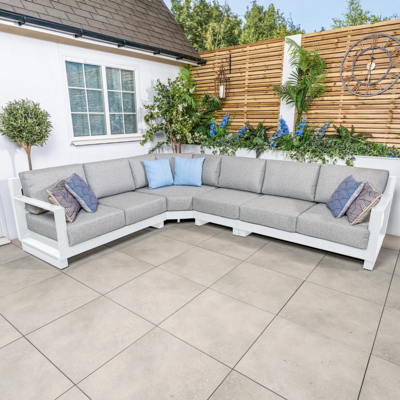 Bracken Outdoors Panama Warm Grey Aluminium Rectangular Corner Sofa Garden Furniture Set