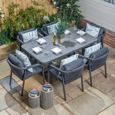Bracken Outdoors Antigua 6 Seat Rope Rectangular Aluminium Garden Furniture Dining Set