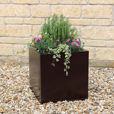 Zinc Planters Cube Black and Bronze Aluzinc