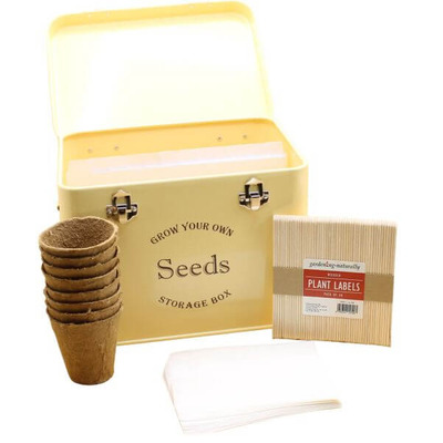 Gardening Gift Set Cream Seed Storage Box