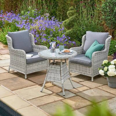 Outdoor Garden Bistro Set with High Back Chairs