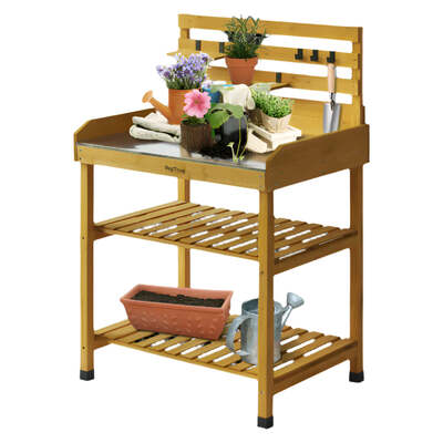 Vegtrug Wooden Potting Table With Storage