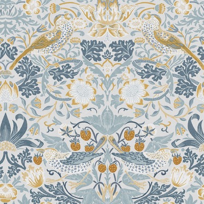 William Morris At Home Strawberry Thief Wallpaper Soft Blue 124232