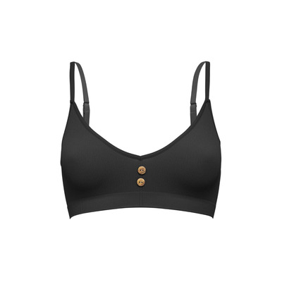 Pretty Polly Eco-Wear Seamfree Rib Button Bra - Black - M/L