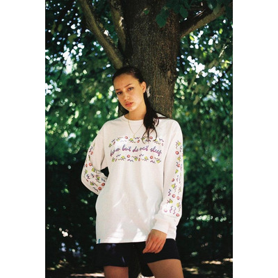 White Long Sleeved T-shirt With 80''s Geometric Design