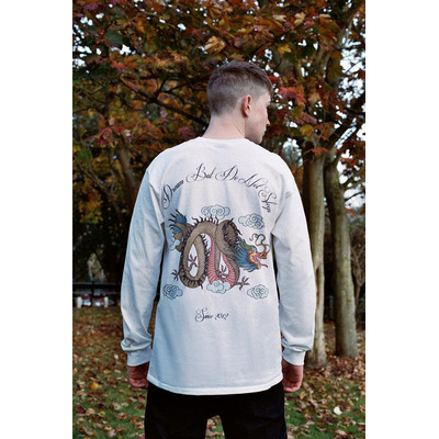 Chinese Dragon Design On A White Long Sleeved T-shirt