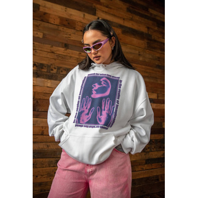 Hoodie in White With The Realm of Imagination Print