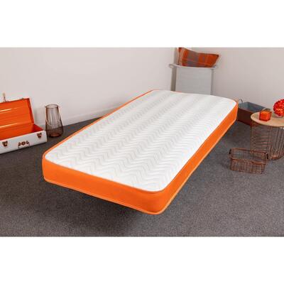 Starlight Beds™ 7" Deep Cool touch Luxurious soft Finish Memory Foam & Hybrid Spring Orange Border Mattress - 2ft6 Small Single Mattress (75cm by 190c