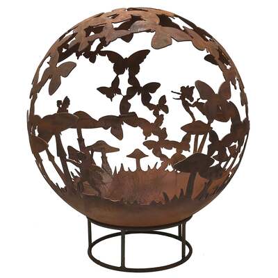Garden Fire Ball 70cm Fairy Design with Rust Finish