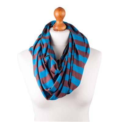 Palm and Pond Nursing Scarf - Blue/Brown Stripe
