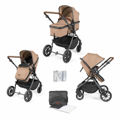 Ickle Bubba Cosmo 2 in 1 Pushchair Gunmetal/Desert/Tan Handle