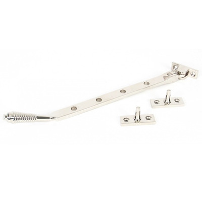 From The Anvil Reeded Window Stay (8", 10" Or 12"), Polished Nickel  - 83900 POLISHED NICKEL - 8"