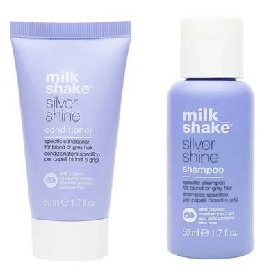 Milk_Shake Silver Shine Shampoo 50ml & Conditioner 50ml for Blonde & Grey Hair