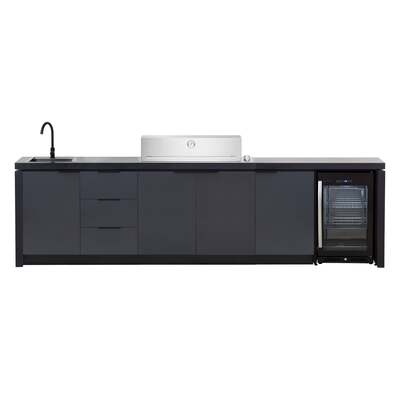 BeefEater 6 Burner Cabinex Premium Outdoor Kitchen with Proline Roaster Barbecue and Fridge