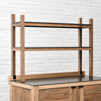 Draco Grills Teak Modular Outdoor Kitchen Add-On Double Shelf with Ceramic Top