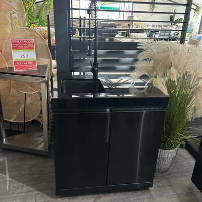 Ex Display Draco Grills Outdoor Black Stainless Steel Sink Unit with Granite Top