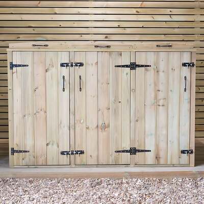 Wooden Wheelie Bin Storage Triple