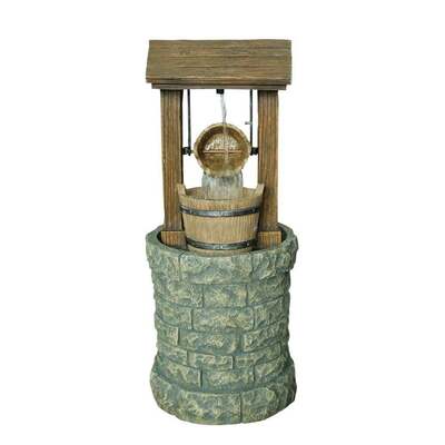 Solar Wishing Well Water Feature with Battery backup