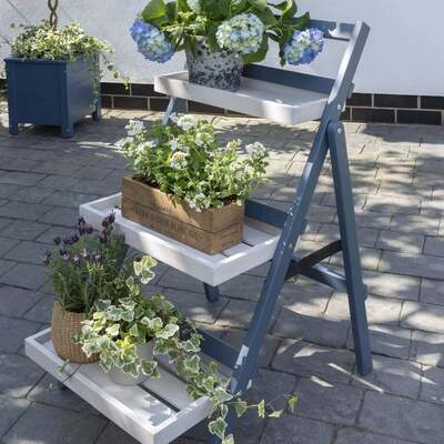 Folding Eucalyptus Wood Pot Shelf