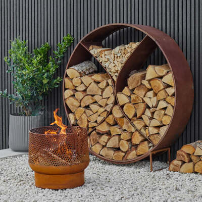 Rustic Metal Outdoor Fire Basket