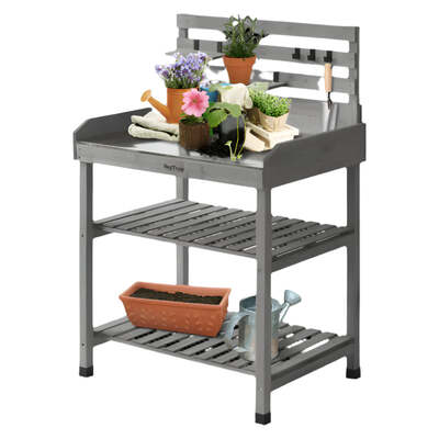 Vegtrug Wooden Potting Table With Storage