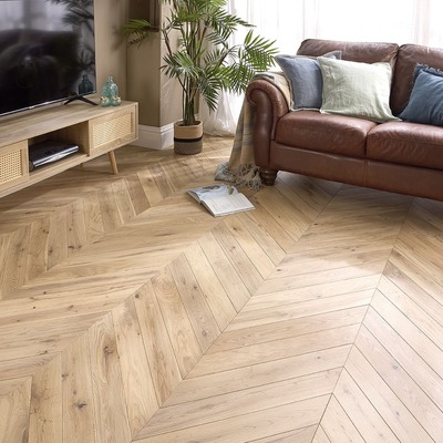 Nature 15/4 x 90mm Seashell Oak Chevron Engineered Wood Flooring