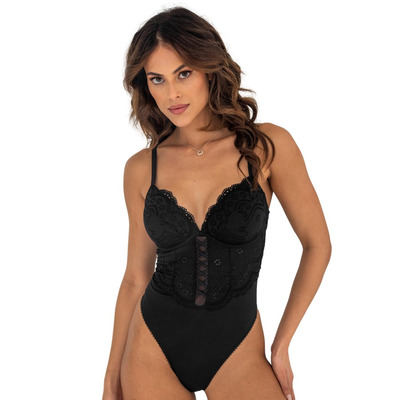 Pour Moi Swoon Plunge Bodysuit - Black - 32B