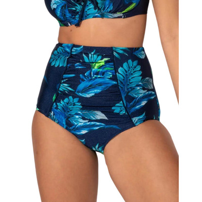 Pour Moi Palermo High Waist Tummy Control Bikini Brief - Navy Tropical - 3XL - 20